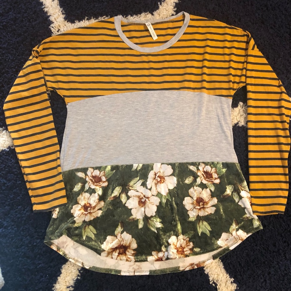 Sun N Moon Striped and floral long sleeve shirt